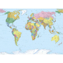 Brewster 4-050 World Map Wall Mural  Blue