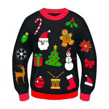 Forum Novelties Erwachsener All Wrapped Up Ugly Christmas Sweater Schwarz Large