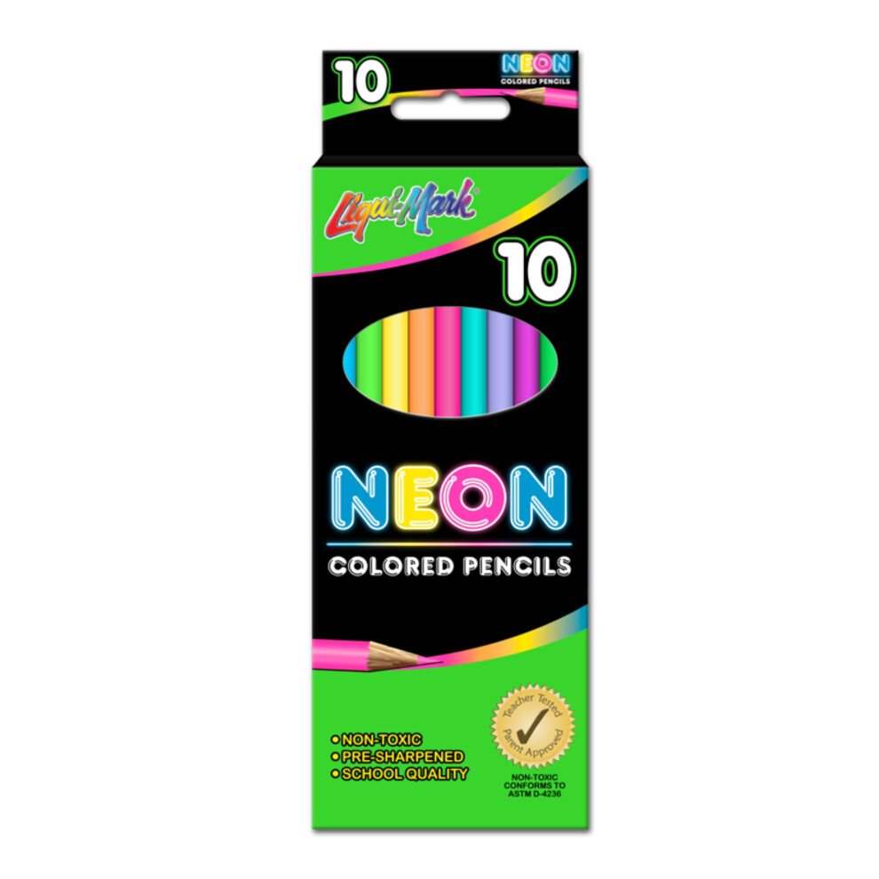 10pk NEON 7"" Pre-Sharpened Colored Pencils