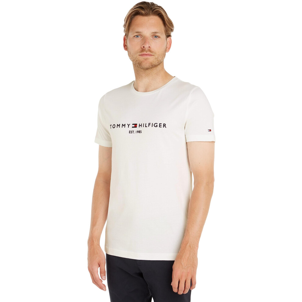 Tommy Hilfiger Logo Crew Neck T Shirt - White 118 - Size 2XL - Image 2