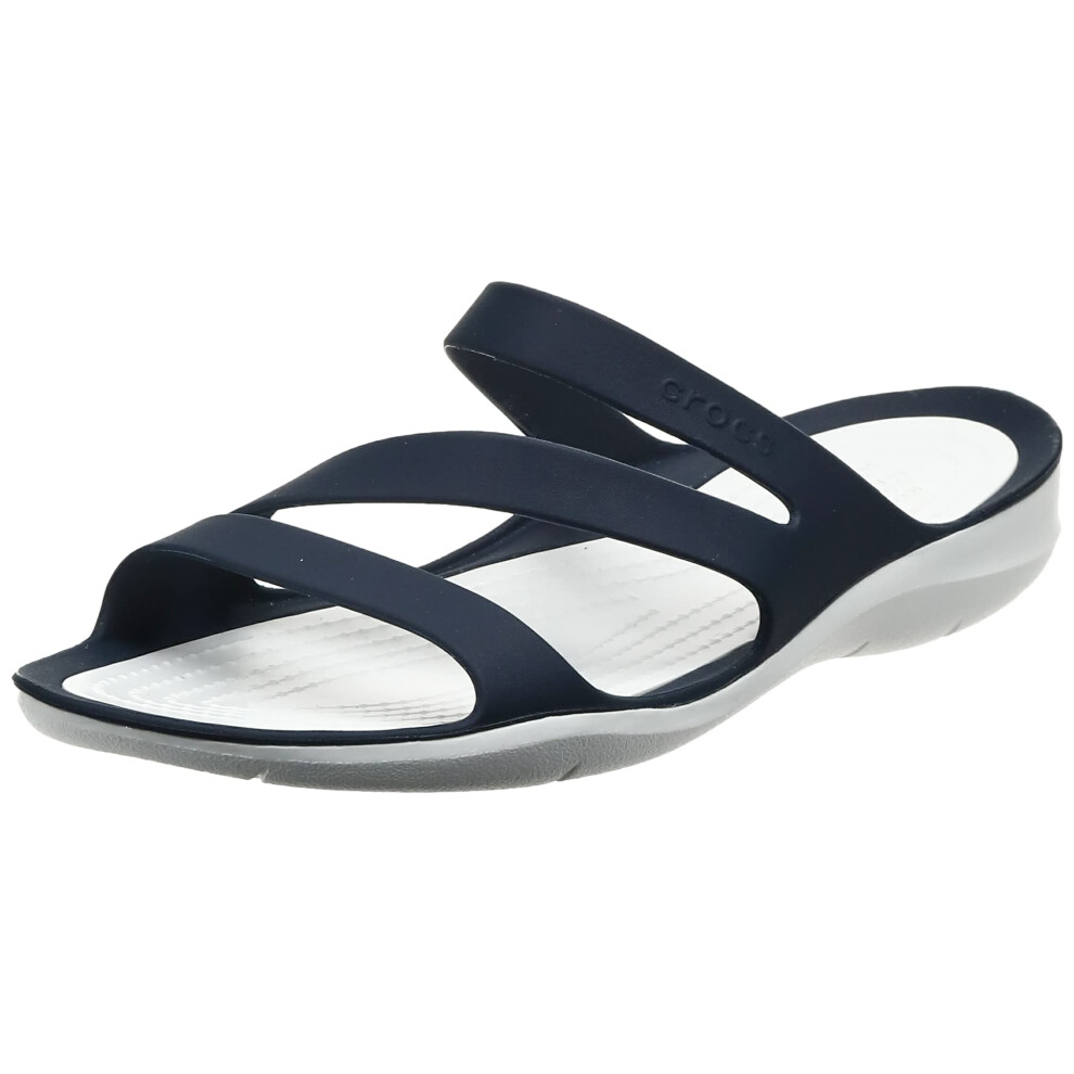 crocs Womens Swiftwater Sandals  NavyWhite  4