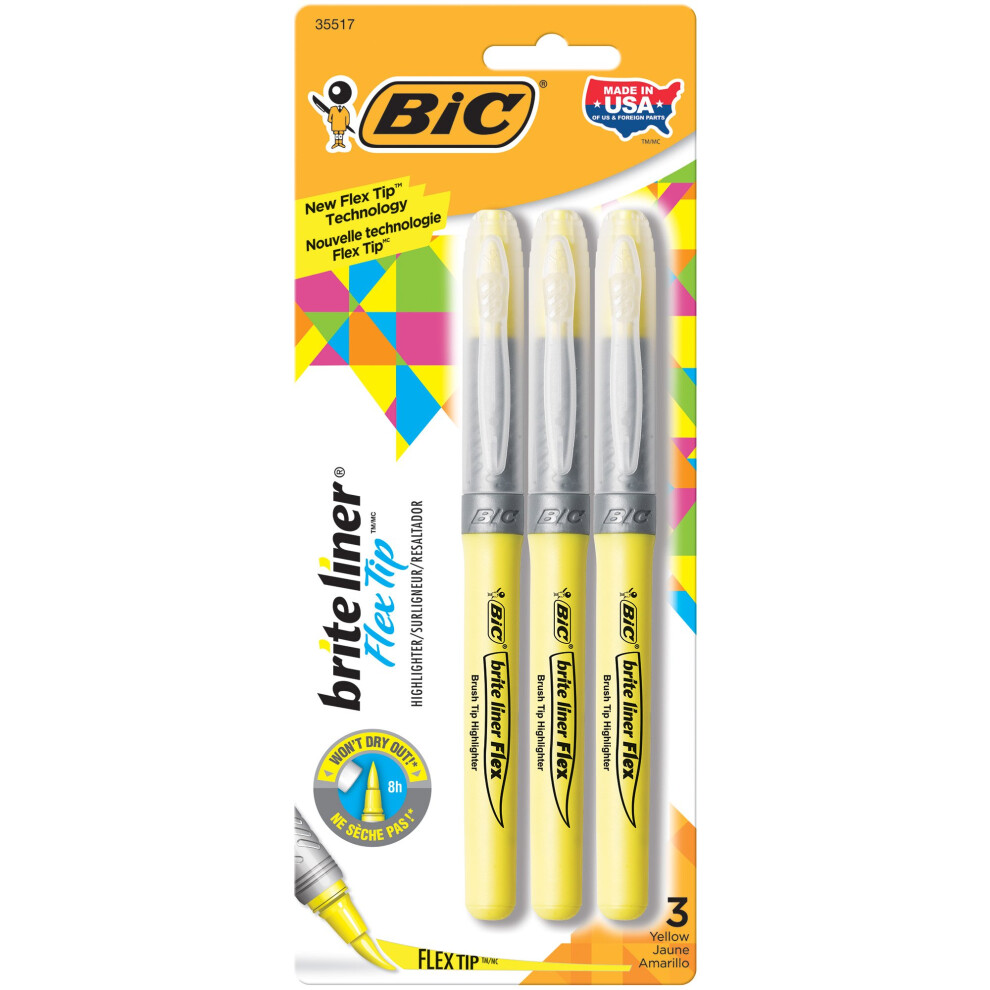 BIC Brite Liner Flex Tip Highlighters  Yellow