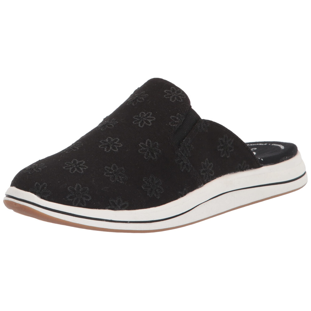 Clarks Breeze Shore Mule  Black Floral  6 Wide