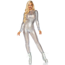 Lasersk?ret metallisk kattedragt. - X-Large / Silver