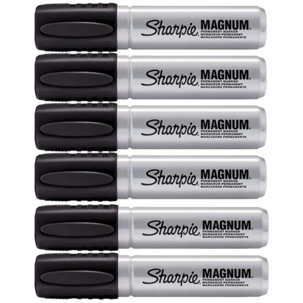 Sharpie Magnum Permanent Marker  Black  6 PAcK