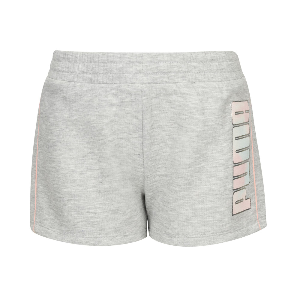 PUMA Girls' Active Short  Light Heather Grey  S