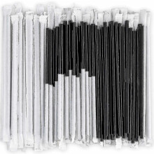 (BLACK, 1000) Clear Plastic Straws Individually Wrapped 1000 Pack - 8 Inch 0.24" Wide Drinking Straw, Bpa Free