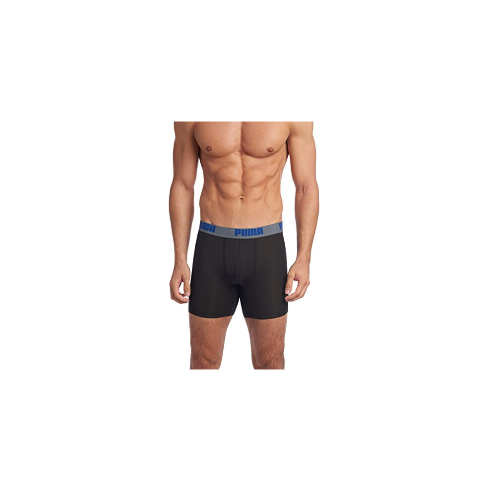 PUMA Men's 3 Pack Boxer Brief  Black/Grey  Large