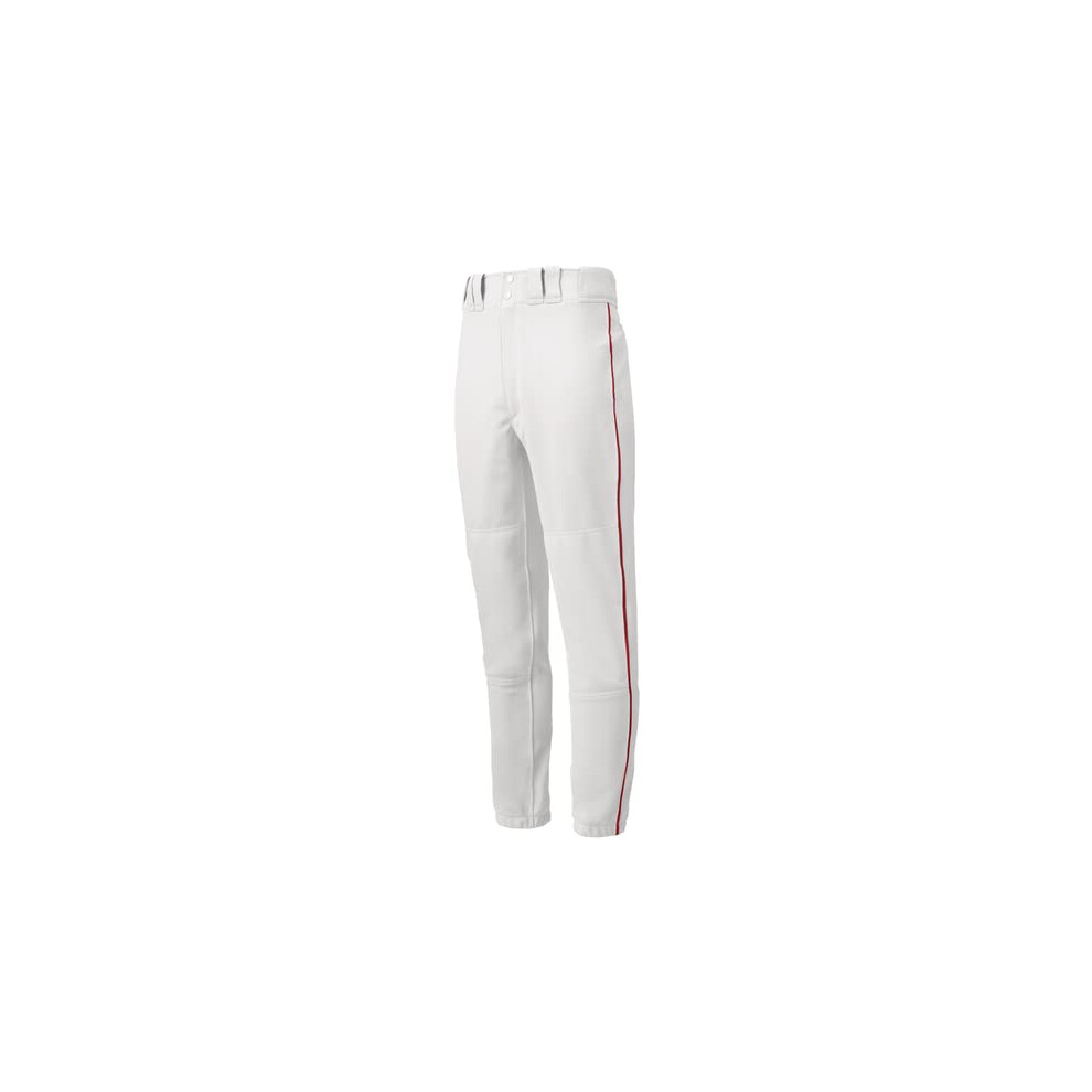 Mizuno mens Premier Piped Pant  White-red  Large