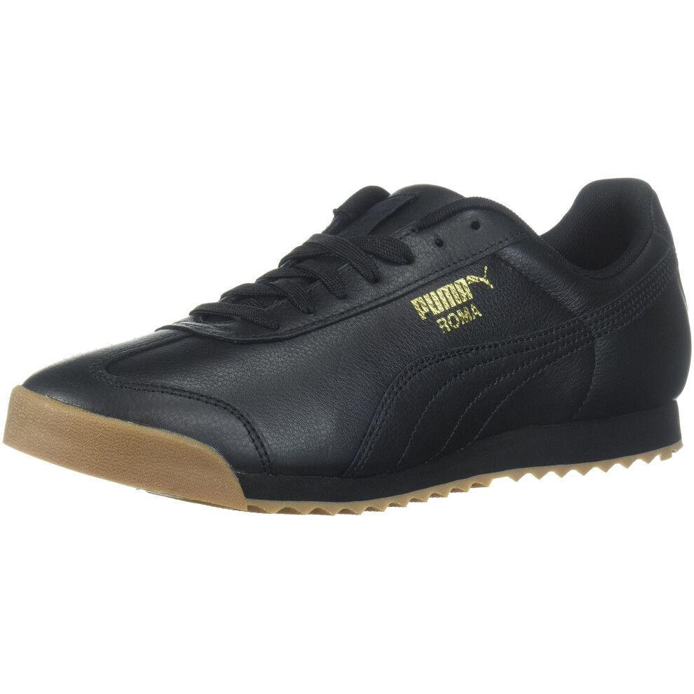 PUMA Men's Roma Basic Sneaker  Black-teamgold  11