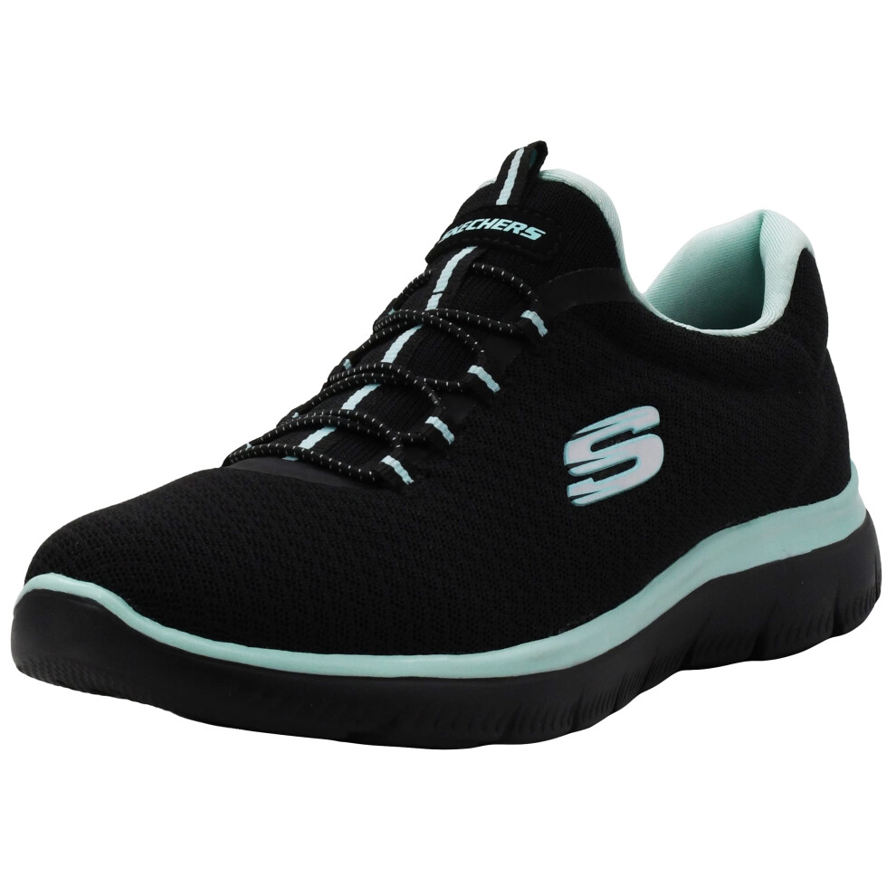 Skechers Women's Summits Sneaker  Black Aqua  6 W