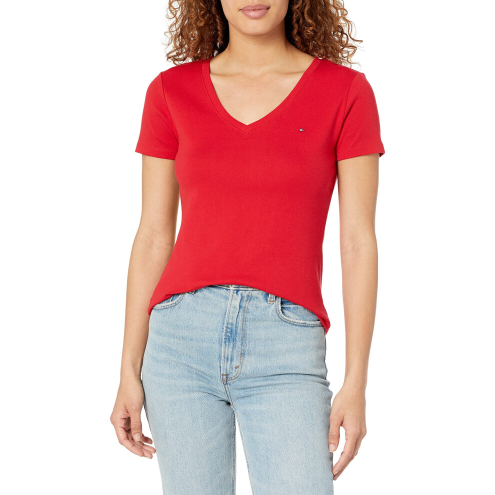 Tommy Hilfiger Women's V-Neck Tee  Scarlet  Small