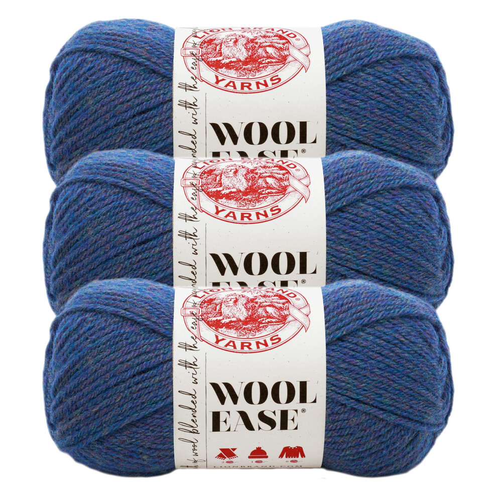 (3 Pack) Lion Brand Yarn Wool-Ease Yarn  Blue Mist