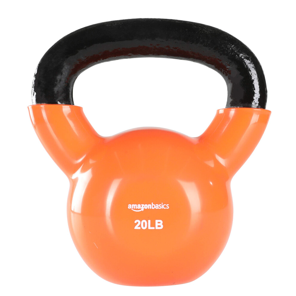 Amazon Basics Vinyl Kettlebell - 20 Pounds  Orange