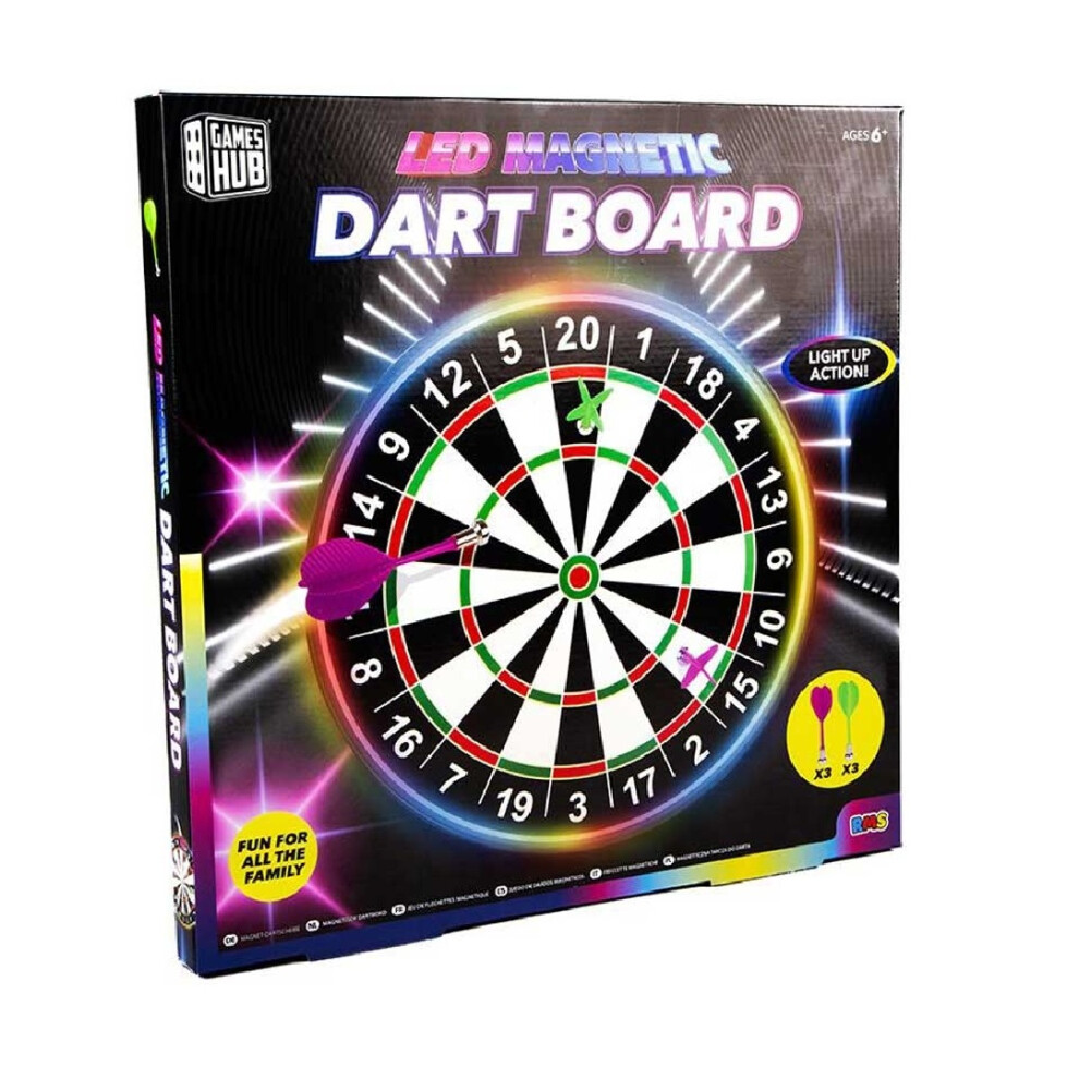 Games Hub Led Magnetic Dartboard With Magnetic Darts