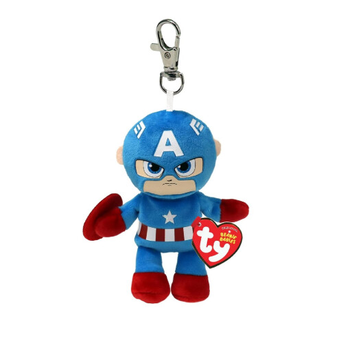 Ty Ty Key Clip Marvel Captain America Soft Plush Keychain