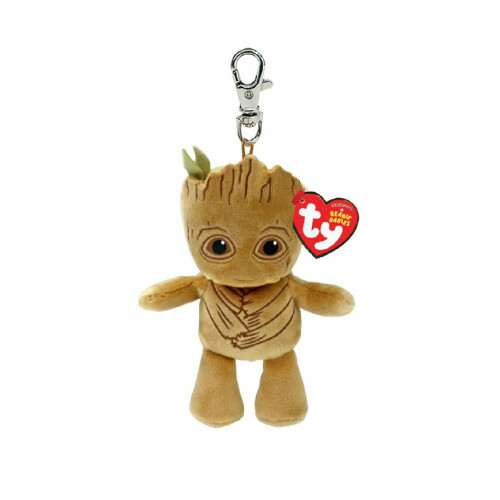 Ty Ty Key Clip Marvel Groot Soft Plush Keychain – Adorable Groot with Bark Texture and Clip for Keys or Backpack