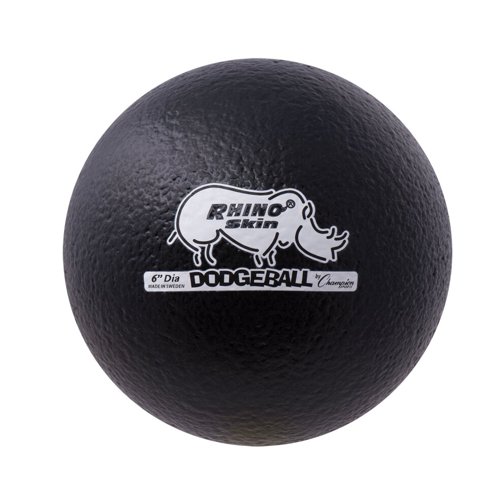 Champion Sports Rhino Skin Dodgeball  Black  6 Inch