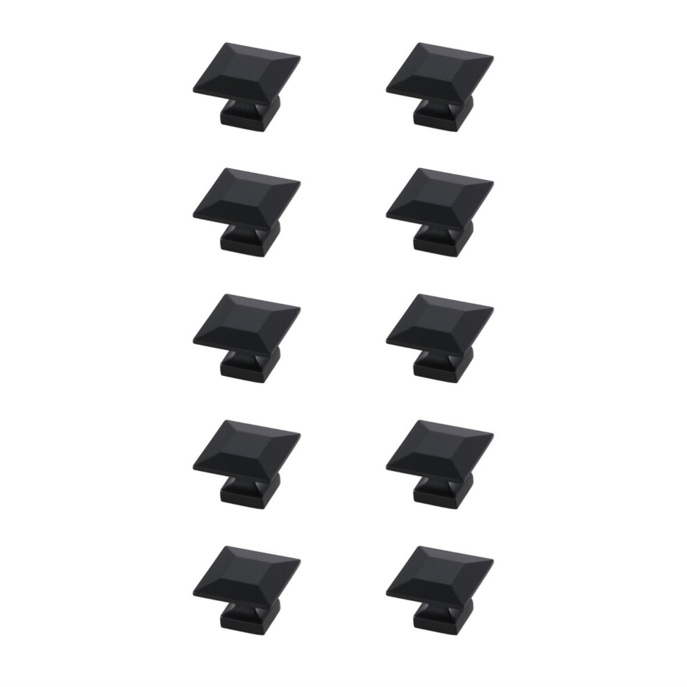 Cecil 1.3"""" Matte Black Square Knob Multipack (Set Of 10) 196683006634