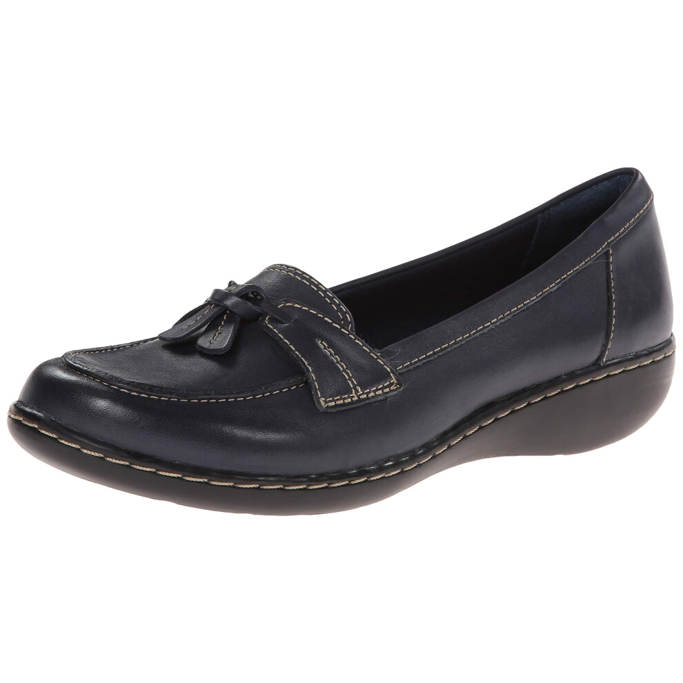 clarks Womens Ashland Bubble Slip-On Loafer  Navy  7 N US