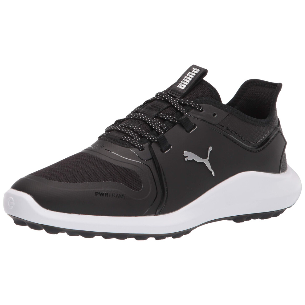 PUMA Men's Ignite Fasten8 Golf Shoe  Black Silver White  7