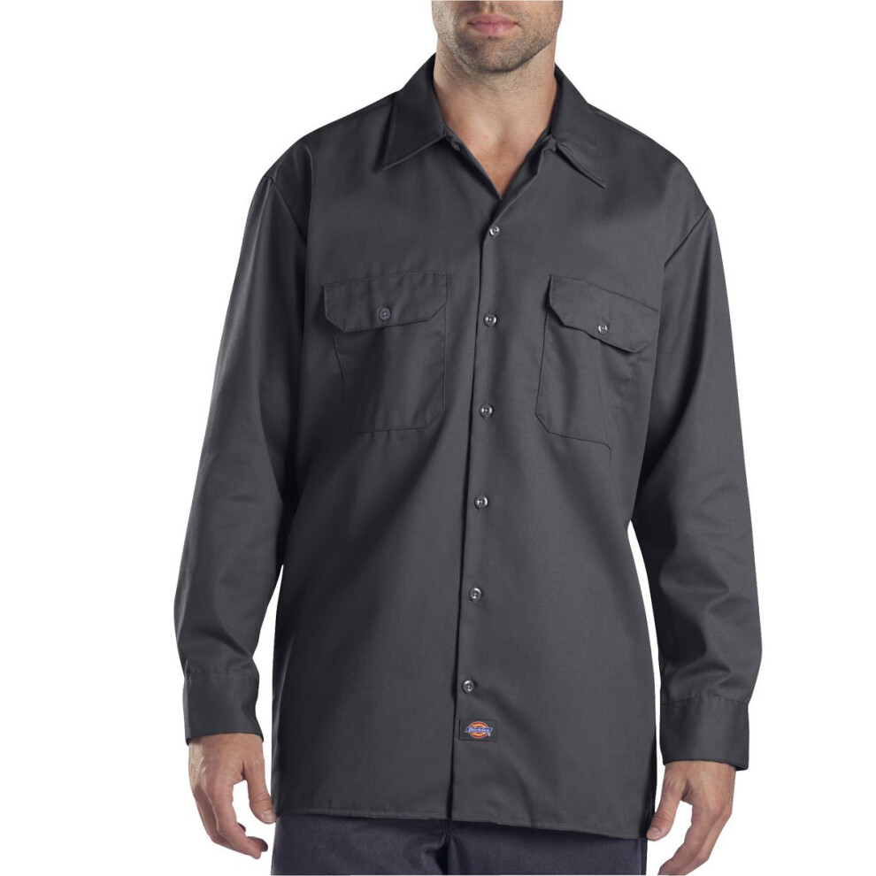 Dickies Mens Big-Tall Long Sleeve Work Shirt  charcoal 3XL