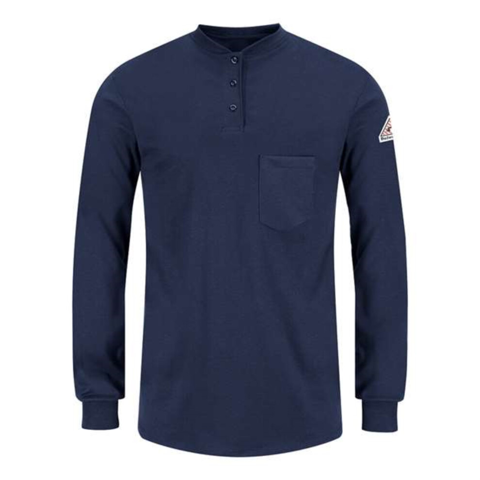 Chemise Henley sans    tiquette     manches longues pour femme Bulwark - Bleu marine L