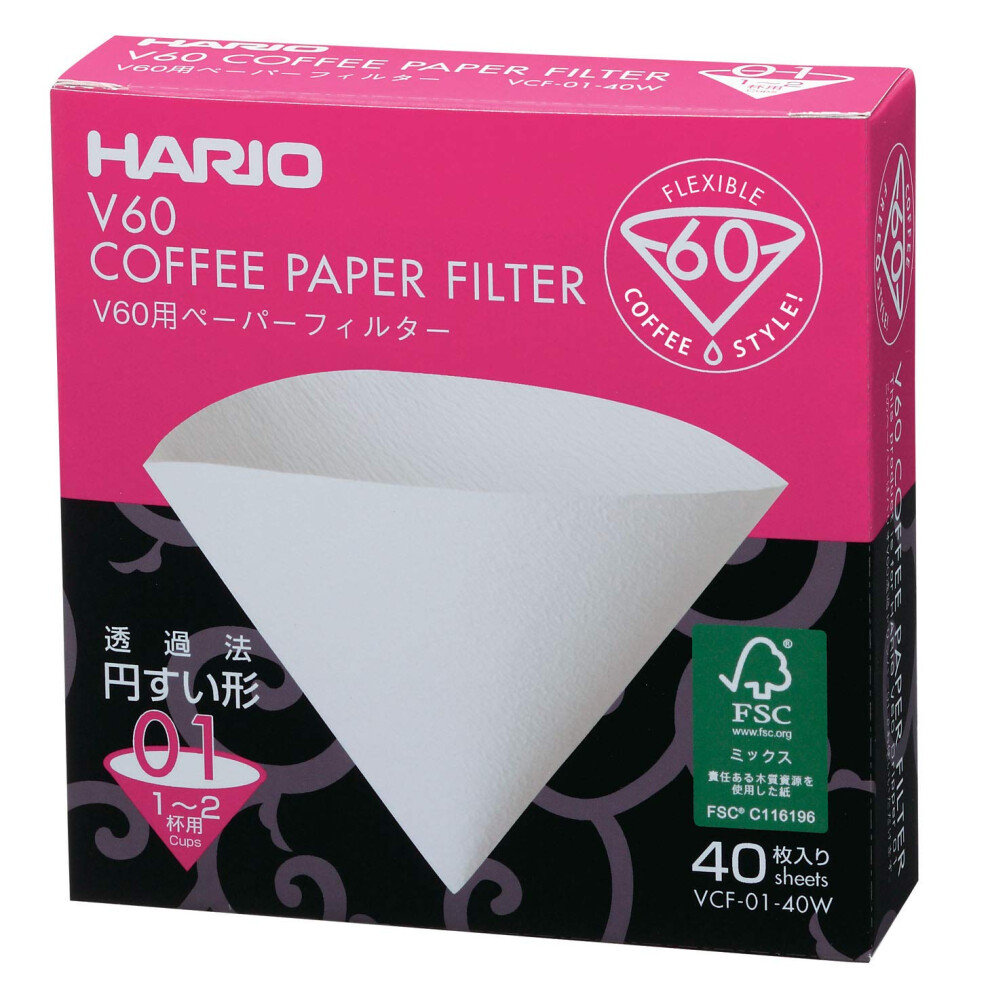 Hario, Confezione Di Filtri In Carta Per Caffè, VCF-01-100M, White, Size 01-40Pcs-image