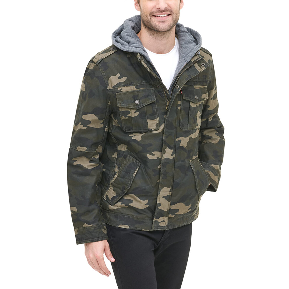 Levis mens Four-pocket Hooded Jacket  camouflage  Large US