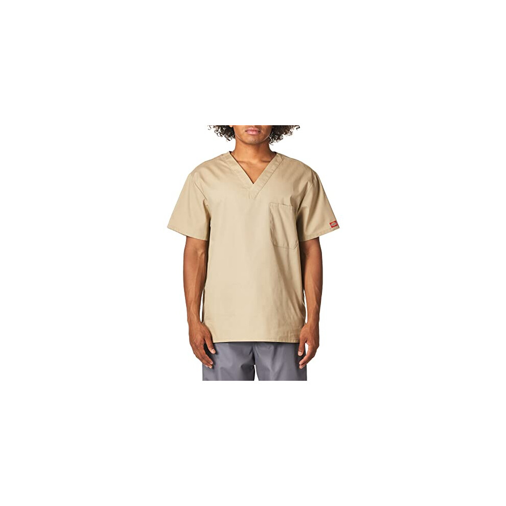 Dickies Mens Signature V-Neck Scrubs Shirt  Khaki  X-Large