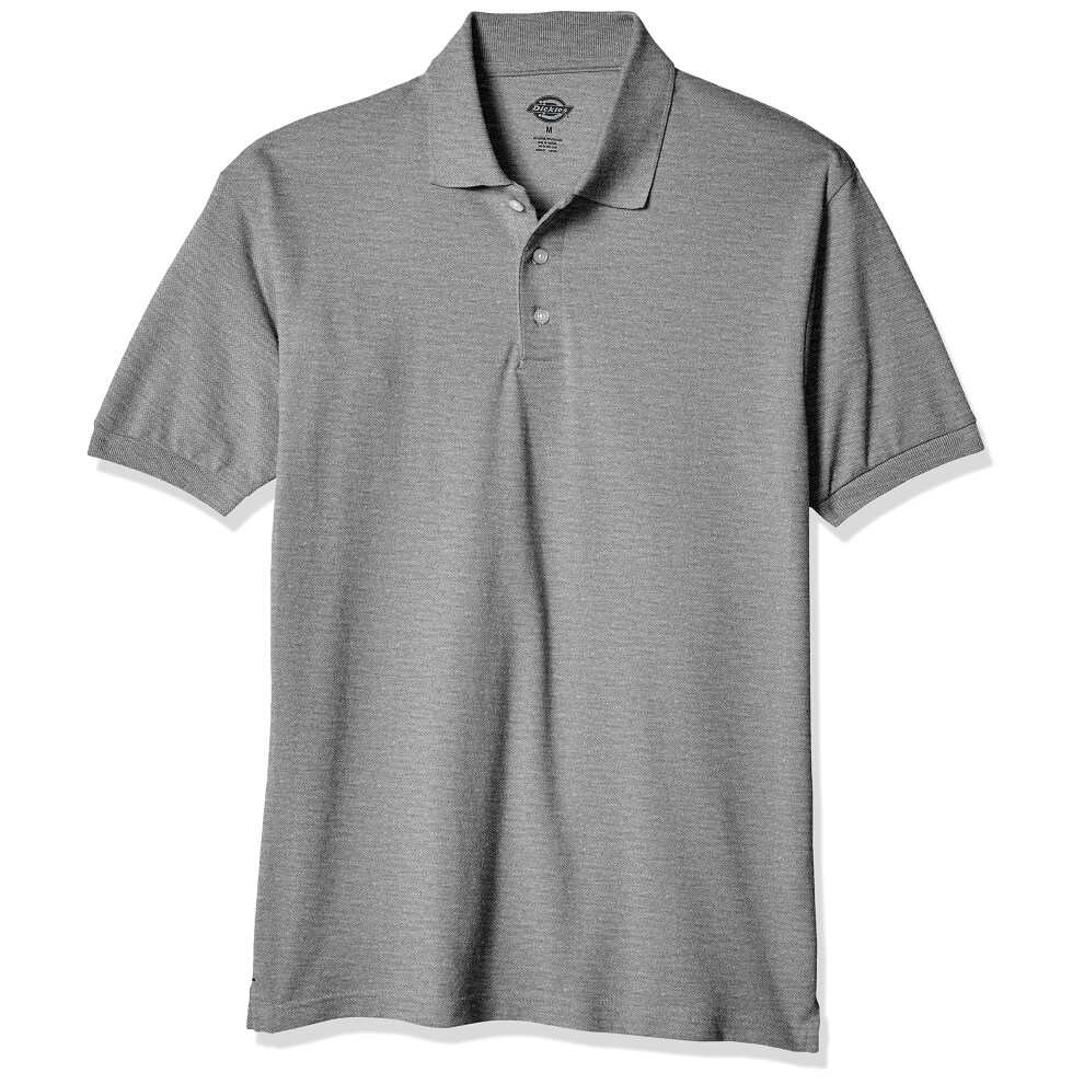 Dickies Men's Short Sleeve Pique Polo  Heather Gray  Large