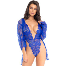 Leg Avenue 3 PC Krajkový teddy s modrou barvou