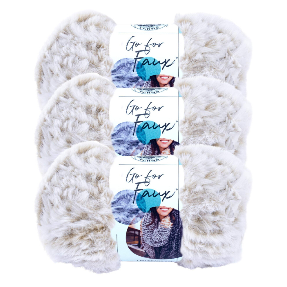 (3 Pack) Lion Brand Yarn go for Faux Bulky Yarn  Blonde Elk