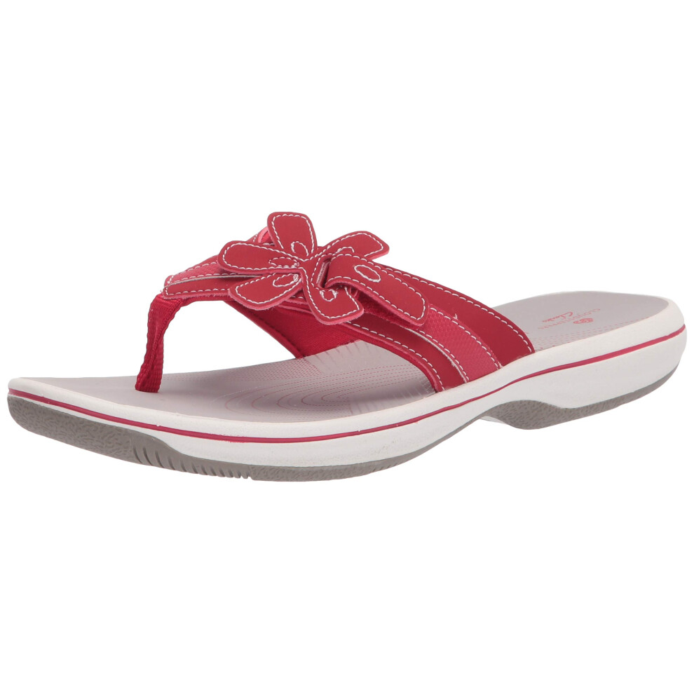 Clarks womens Brinkley Flora Flip Flop  Red Synthetic  9 US