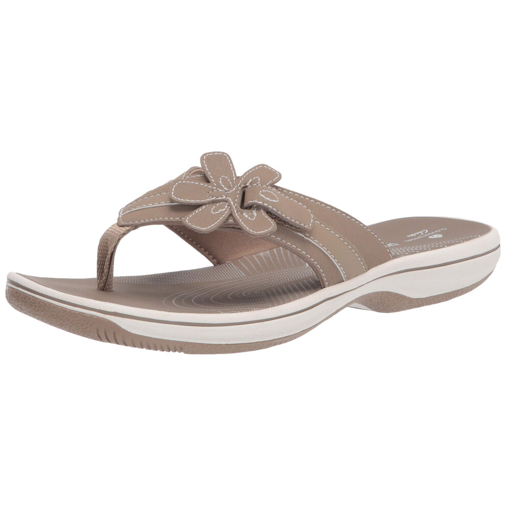 Clarks Women's Brinkley Flora Flip-Flop  Taupe Synthetic  6