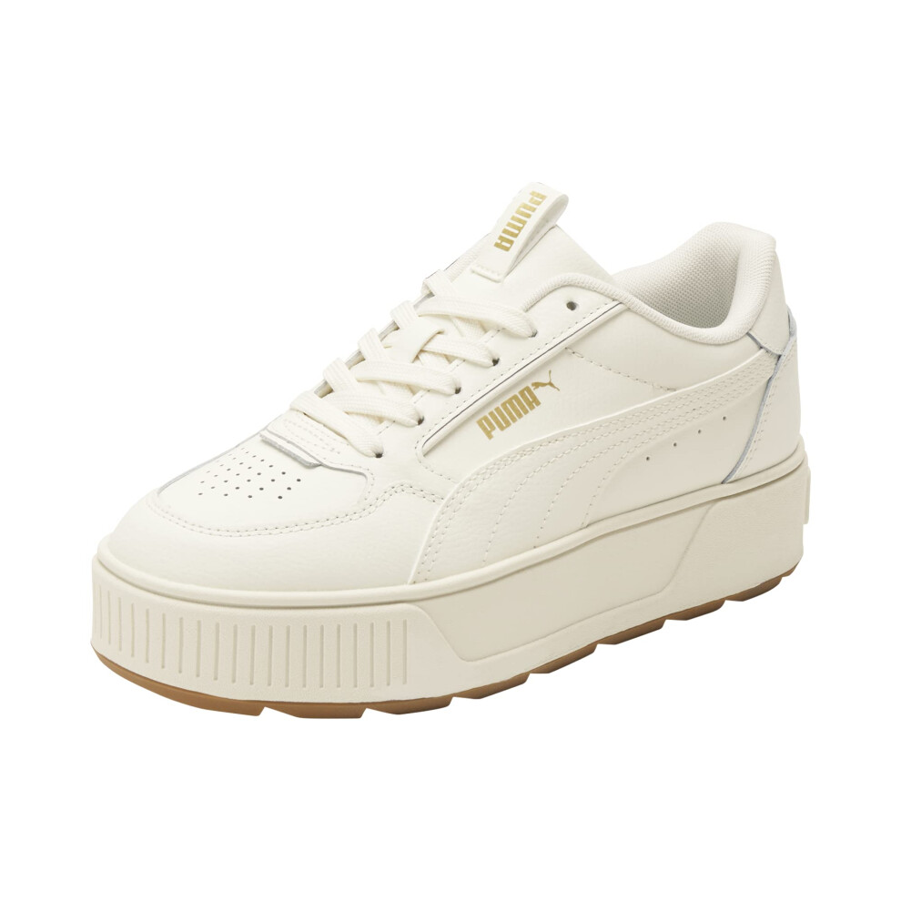 PUMA Womens Karmen Rebelle Sneaker  Warm White-Team gold  9