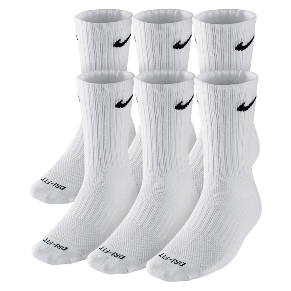 Nike Dry Cushion Crew Training Socks (6 Pair) (White/Black)