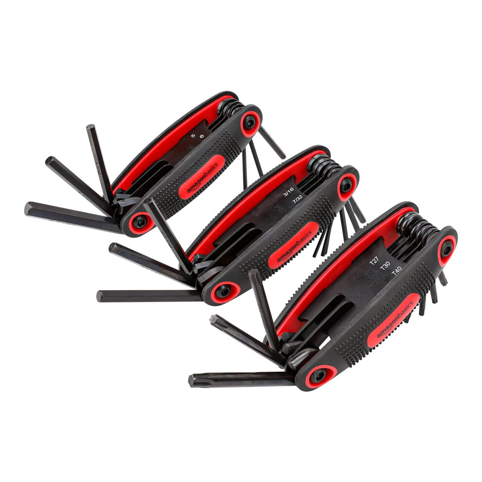 Amazon Basics Folding Hex Key Set - 3-Pack  Metric/SAE/Star