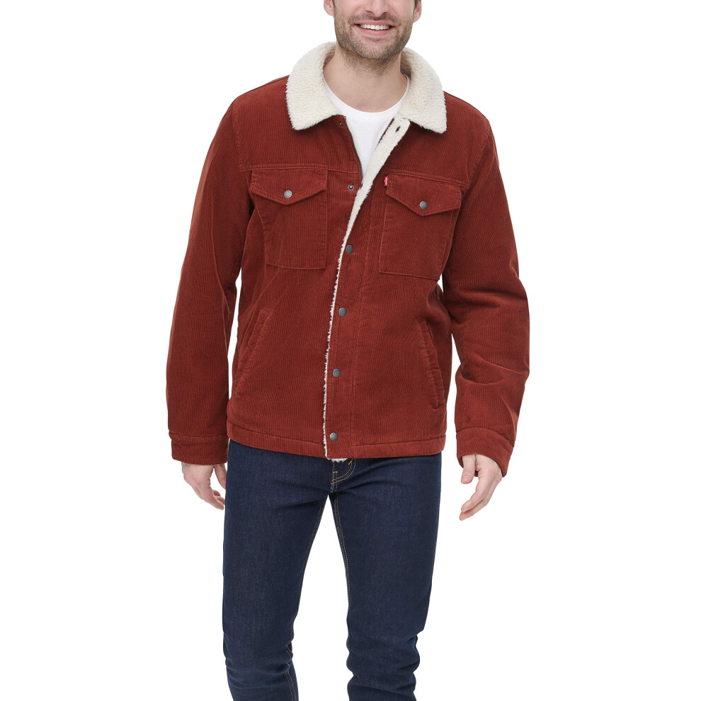 Levi's Men's Corduroy Sherpa Trucker Jacket  Rust  XX-Large