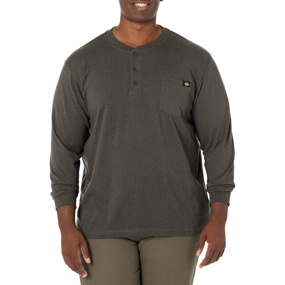 Dickies Mens Long Sleeve Heavyweight Henley  White  X-Large