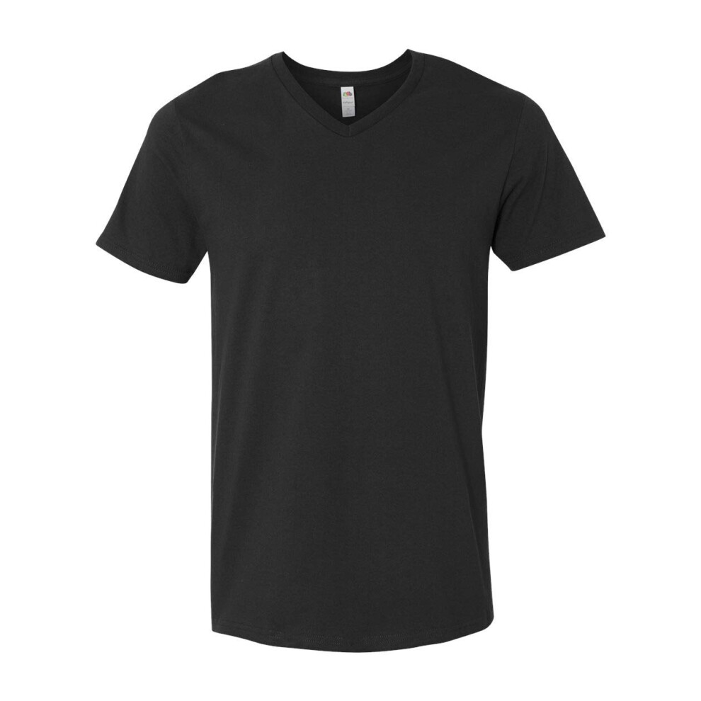 Fruit of the Loom Mens Jersey V-Neck T-Shirt (SFVR) Black l