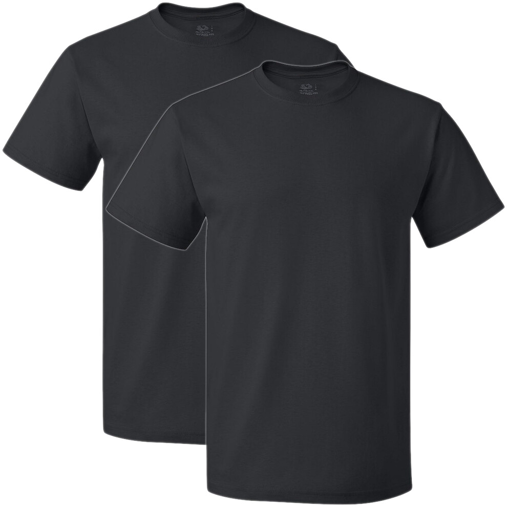 Fruit of the Loom Men's Crew T-Shirt (2 Pack)  Black  Large