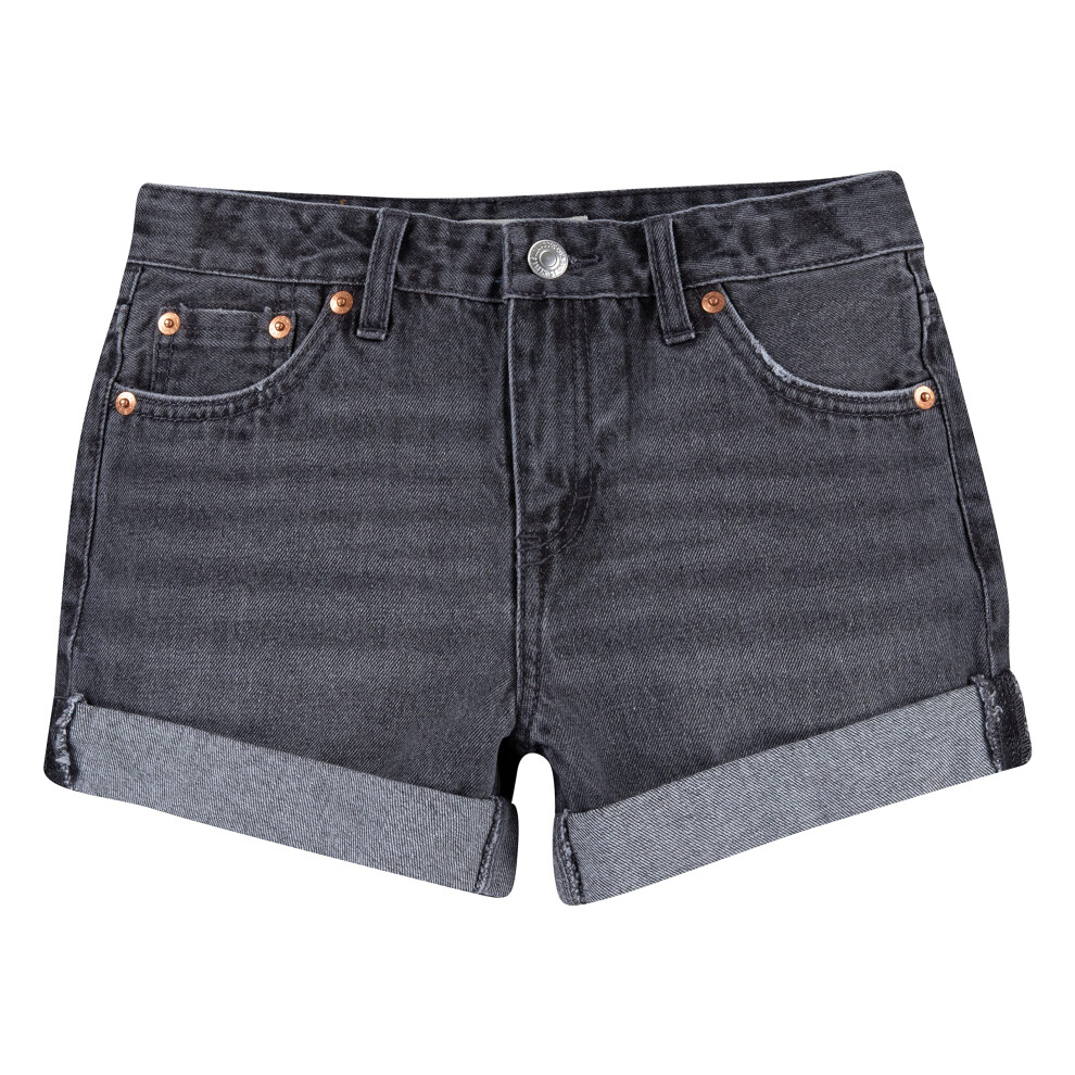 Levi's Girls' Girlfriend Fit Denim Shorty Shorts  Black  12