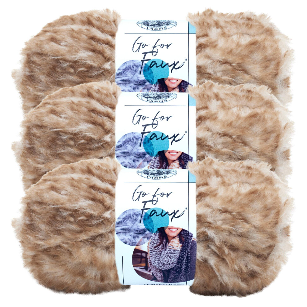 (3 Pack) Lion Brand Yarn go for Faux Bulky Yarn  Pomeranian