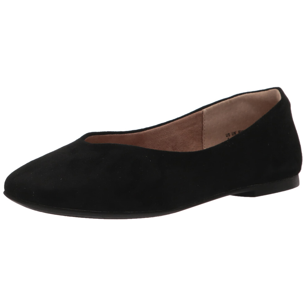 Amazon Essentials Women's Square-Toe Ballet Flat  Black  6.5