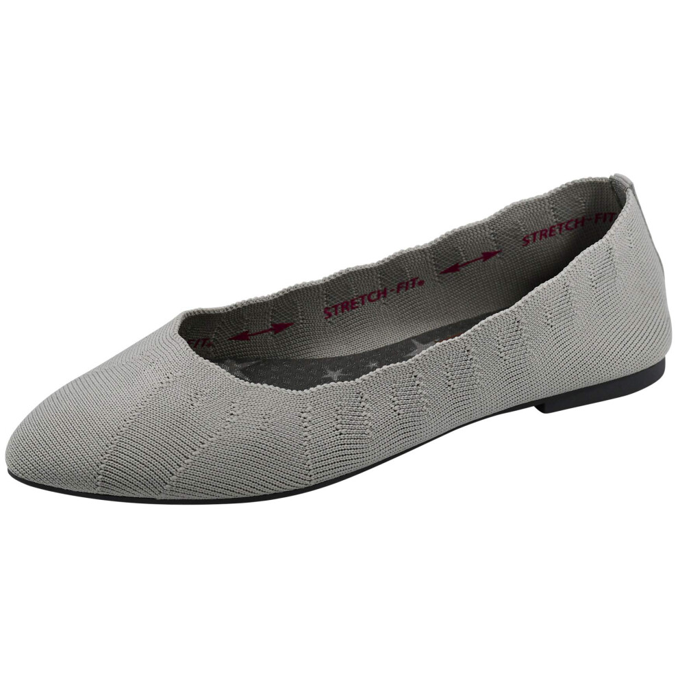 Skechers Womens cleo Bewitch Ballet Flat  Light grey  8 W US