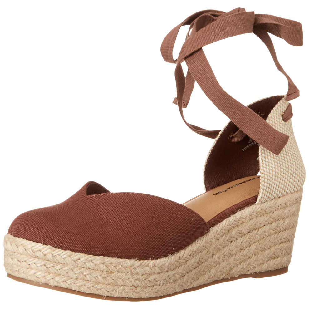 Amazon Essentials Womens Mid Wedge Espadrille  Deep Brown  9