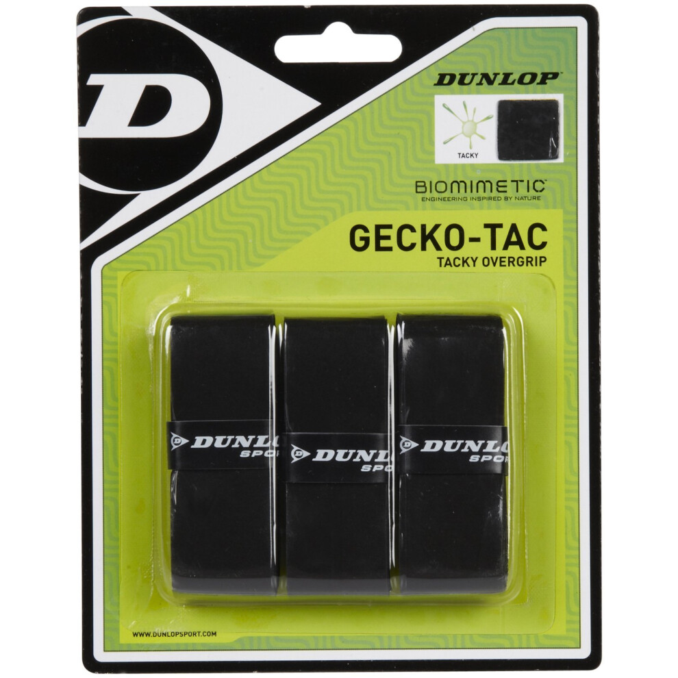 Dunlop Sports Gecko Tac Tennis Overgrip  12-Grip Pack  Black