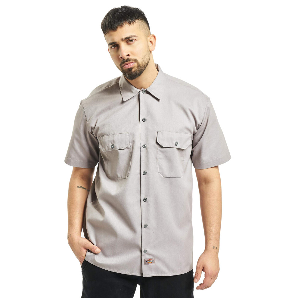 Dickies Mens Big-Tall Short-Sleeve Work Shirt Silver gray 3X