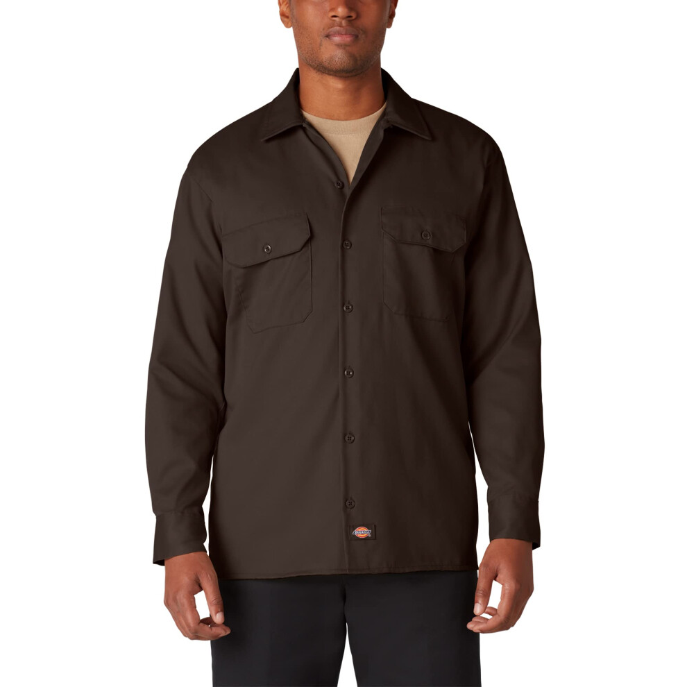 Dickies Mens Big-Tall Long Sleeve Work Shirt  Dark Brown 3XL